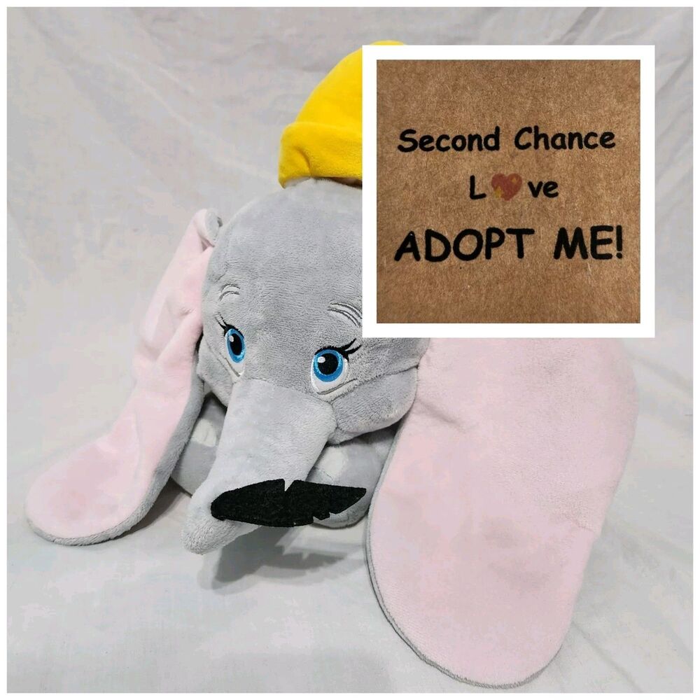 Disney Store Dumbo 18" Plush Elephant Laying Down Stuffed Animal Toy Feather